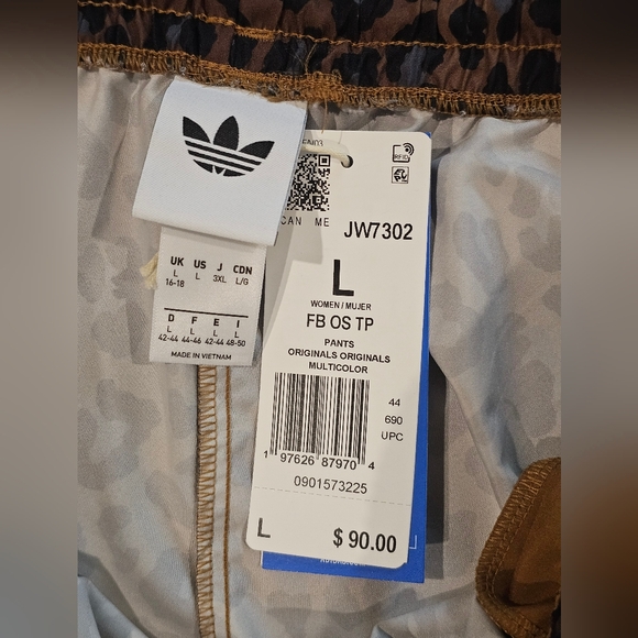 Adidas Womens Leopard Print Wide-Leg Track Pants - Size Large - Picture 2 of 9